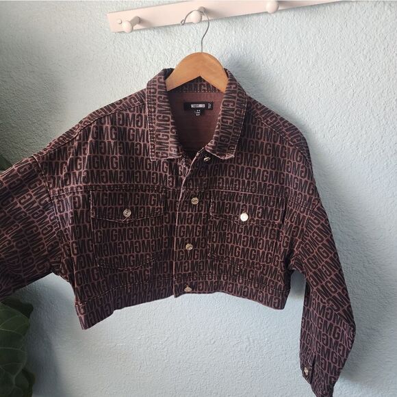 Missguided logo cropped jean jacket new without tags - Picture 2 of 9